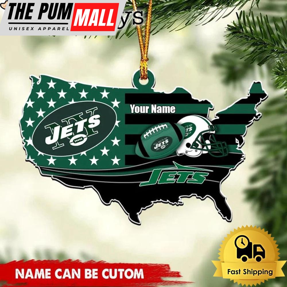 NFL New York Jets American Flag Logo Team Custom Christmas Ornament Limited Edition
