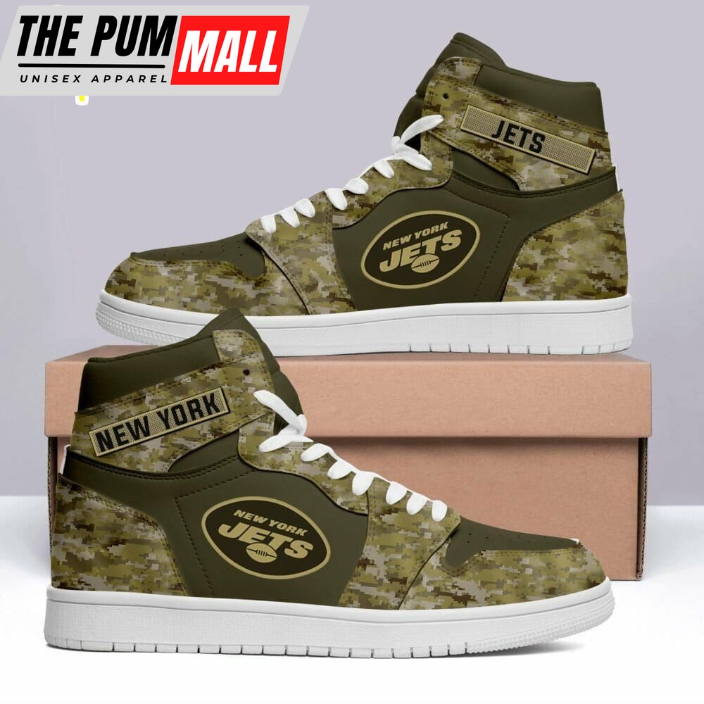 NFL New York Jets Black Green Air Jd 1 High Sneakers Camo