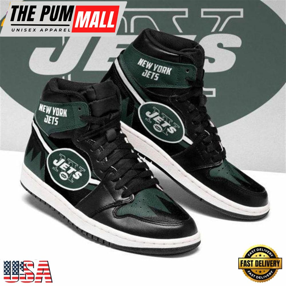 NFL New York Jets Black Green Air Jd 1 High Sneakers For Men
