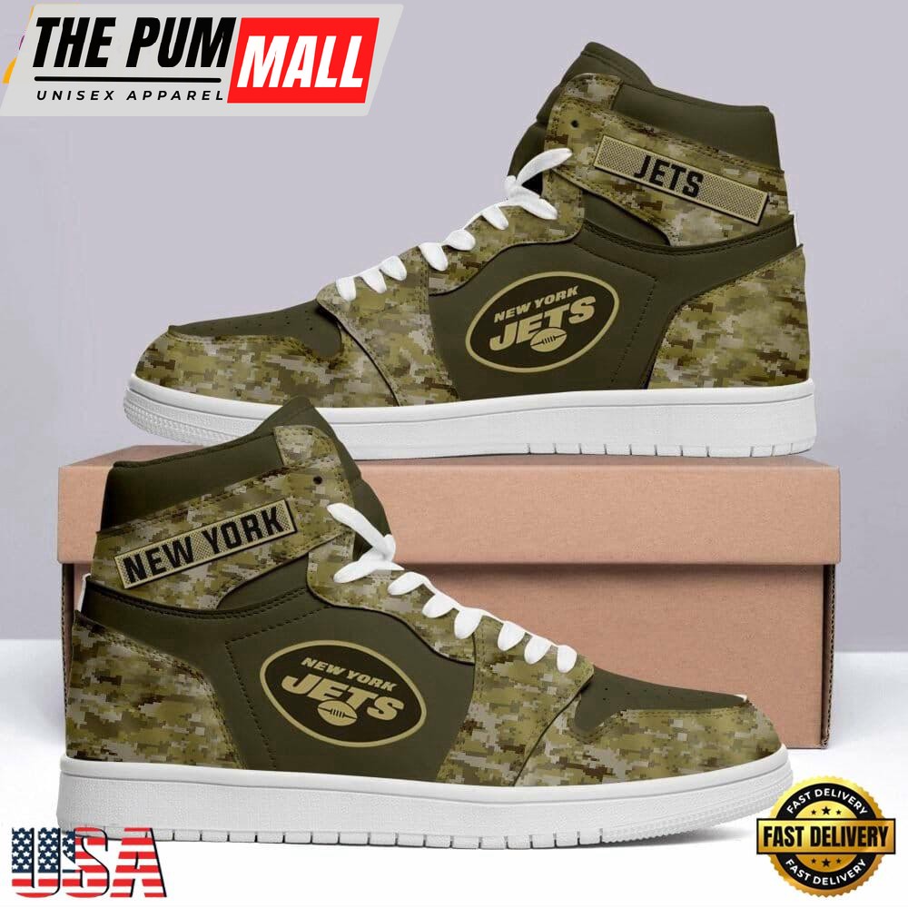 NFL New York Jets Camo Air Jd 1 High Sneakers For Men