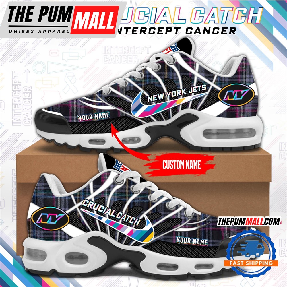 NFL New York Jets Crucial Catch Intercept Cancer Air Max Plus Shoes Sneaker