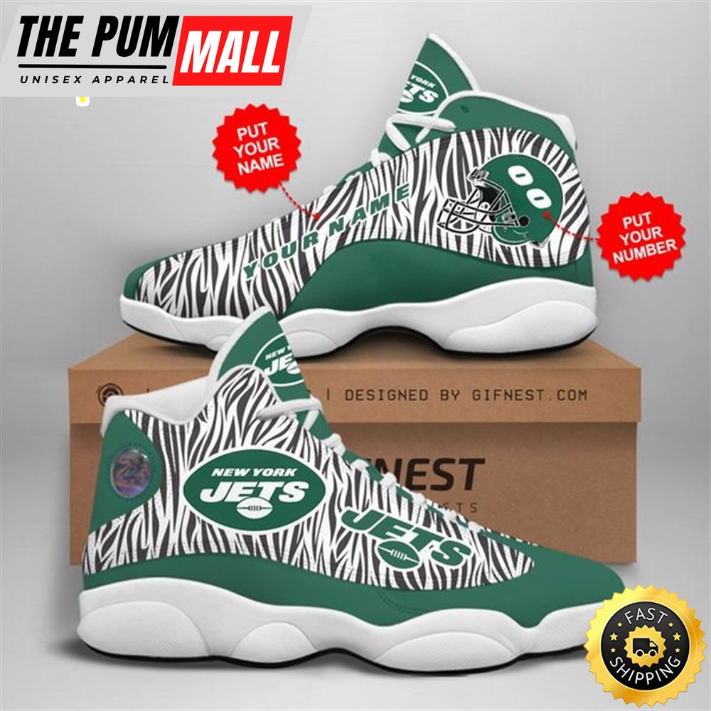 NFL New York Jets Custom Name Number Air Jd 13 Shoes V2