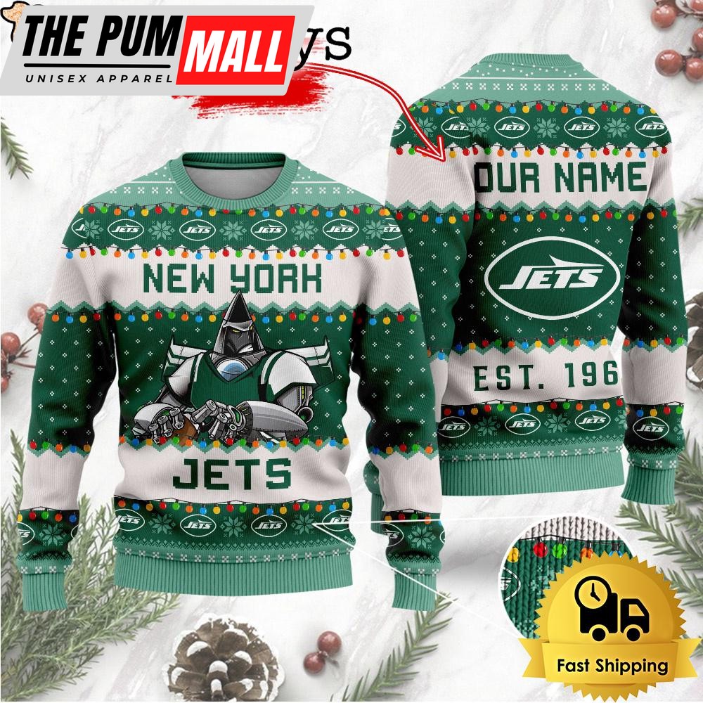 NFL New York Jets Cute Mascot Custom Ugly Christmas Sweater