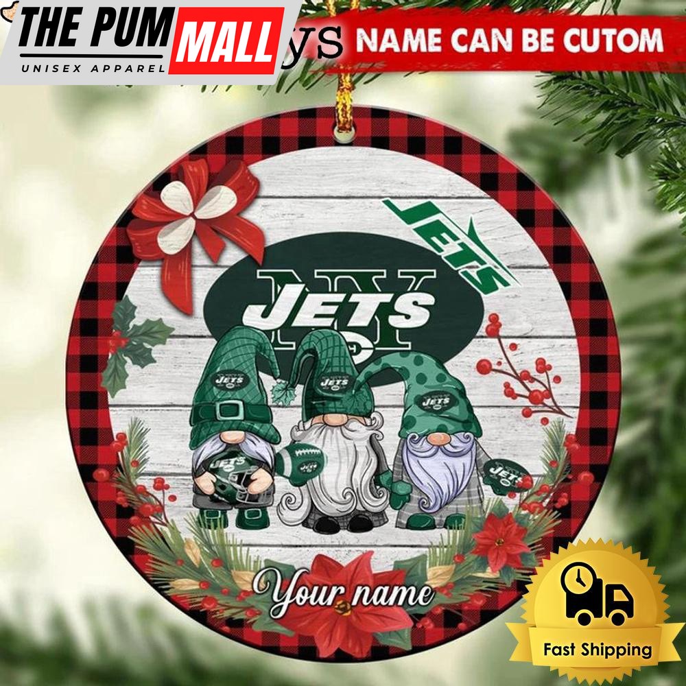 NFL New York Jets Football 3 Gnome Custom Christmas Ornament Limited Edition