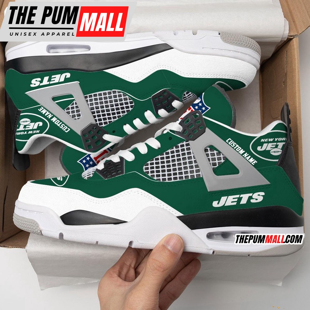 NFL New York Jets Football Team Air Jd 4 Shoes, Personalized AJ4 Sneaker
