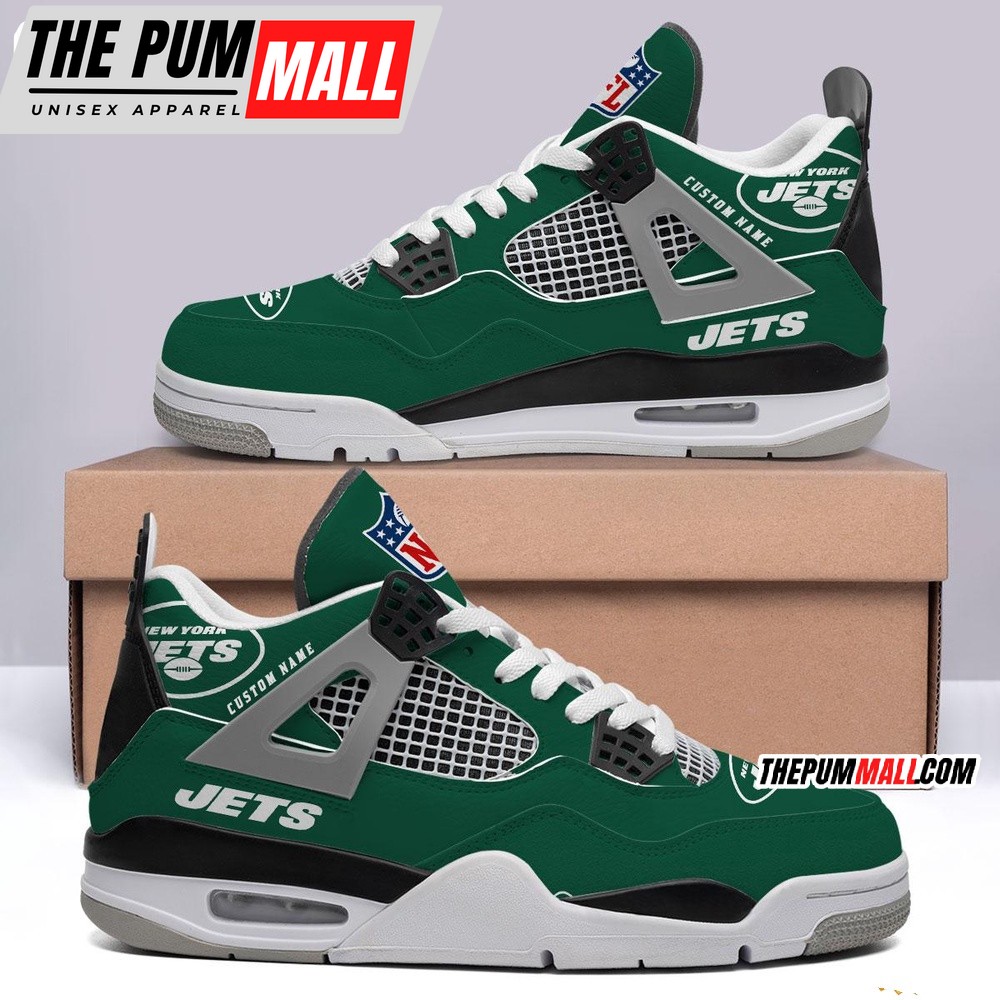 NFL New York Jets Football Team Air Jd 4 Shoes Sneaker