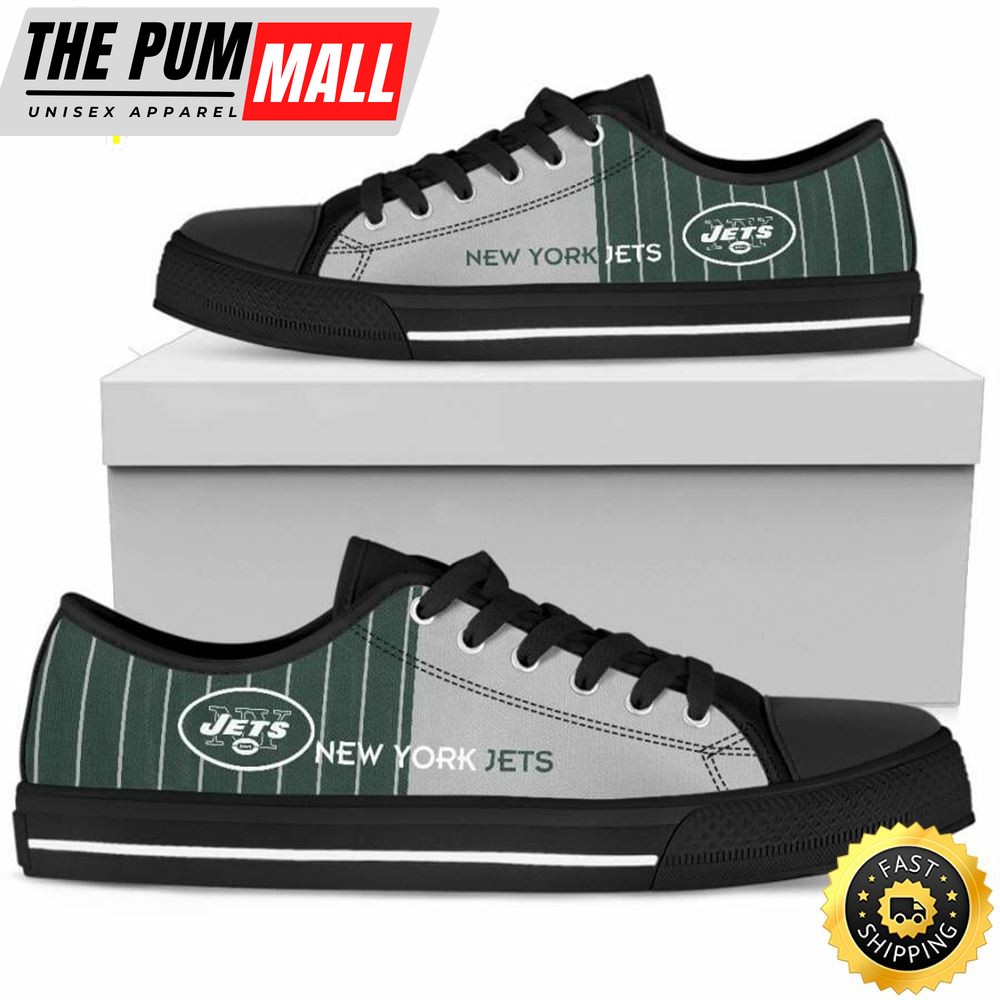 NFL New York Jets Green Grey Low Top Black Shoes