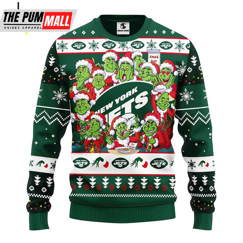 NFL New York Jets Grinch All Over Print The Gricnh Christmas Ugly Sweater