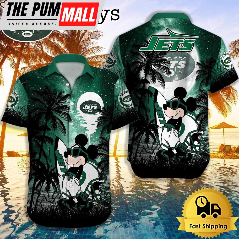 NFL New York Jets Mickey Mouse Summer Hawaiian Shirt, Disney Hawaiian Shirt