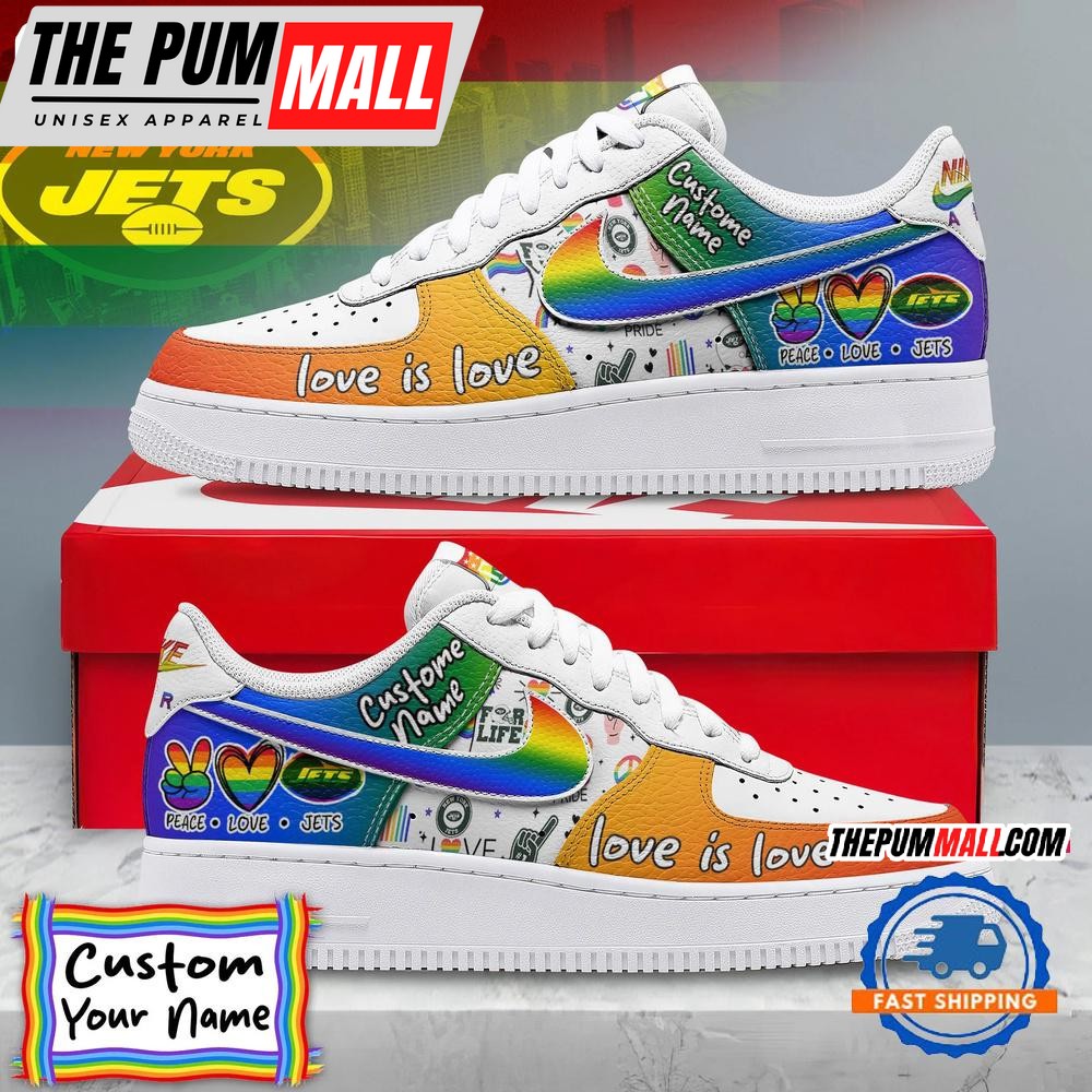 NFL New York Jets Pride Peace Love Lions Custom Air Force 1 Shoes Sneaker