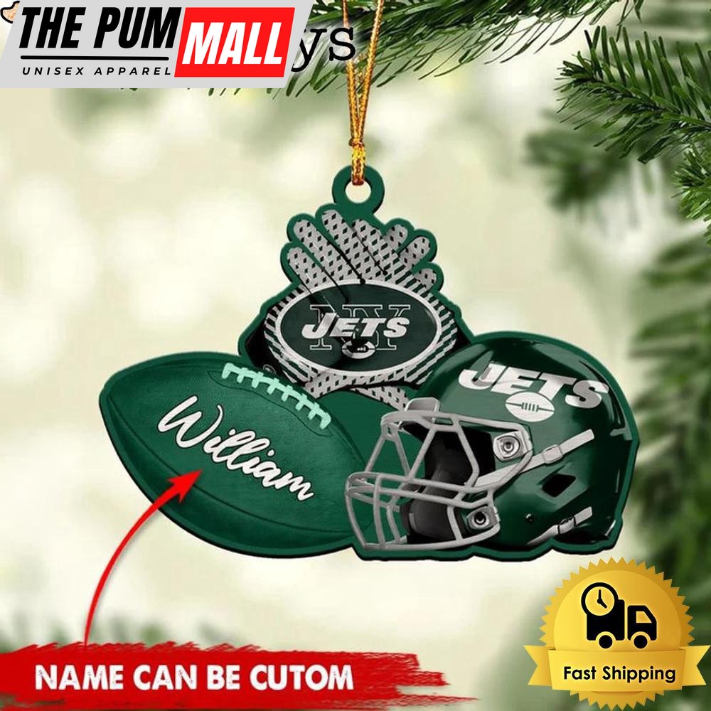 NFL New York Jets Rugby And Helmet Custom Christmas Ornament Limited Edition