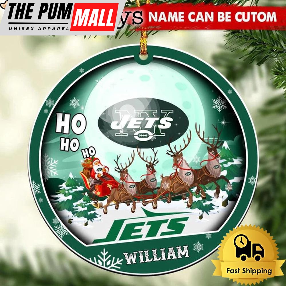 NFL New York Jets Santa And Reindeers Logo Team Custom Christmas Ornament Limited Edition