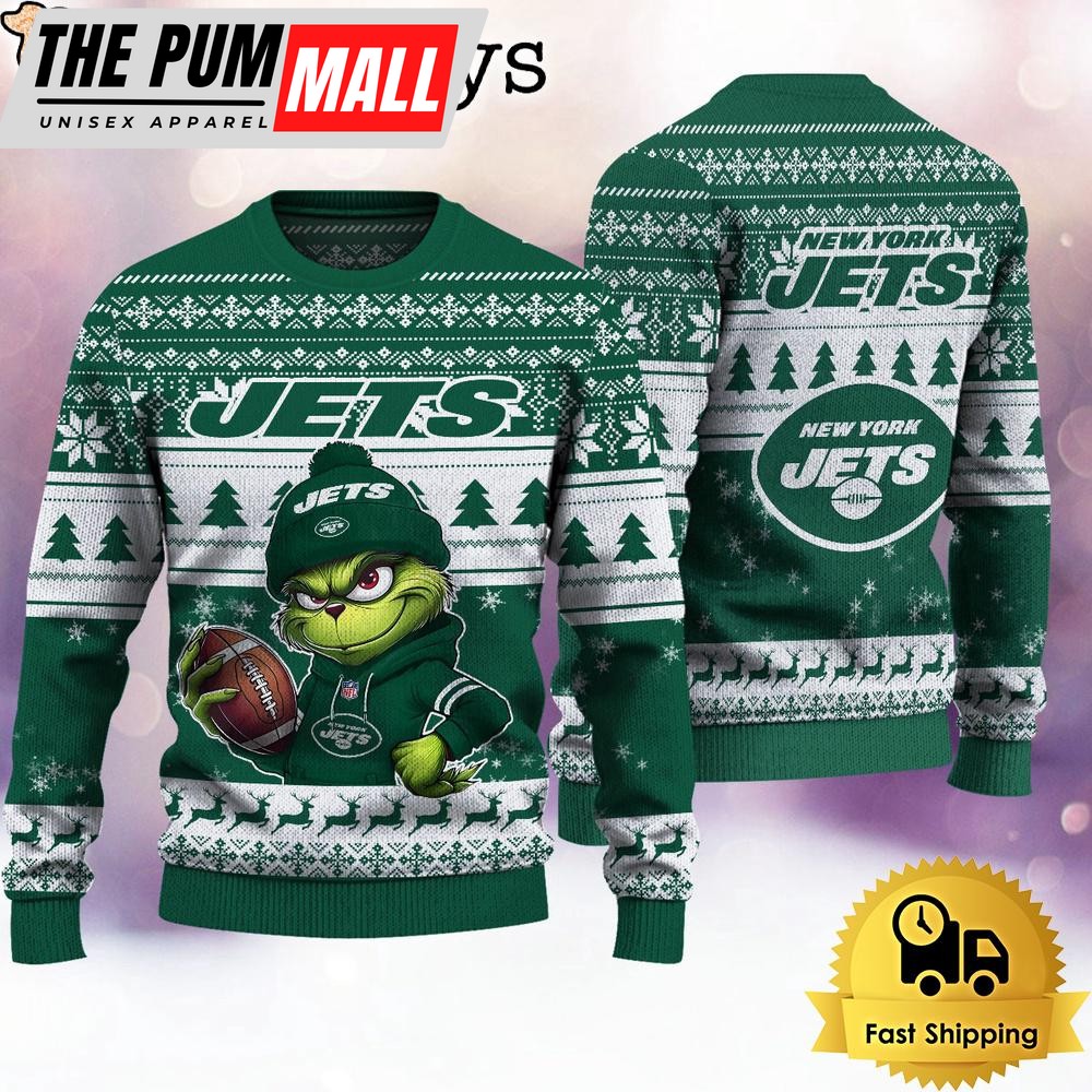 NFL New York Jets The Grinch Ugly Christmas Sweater