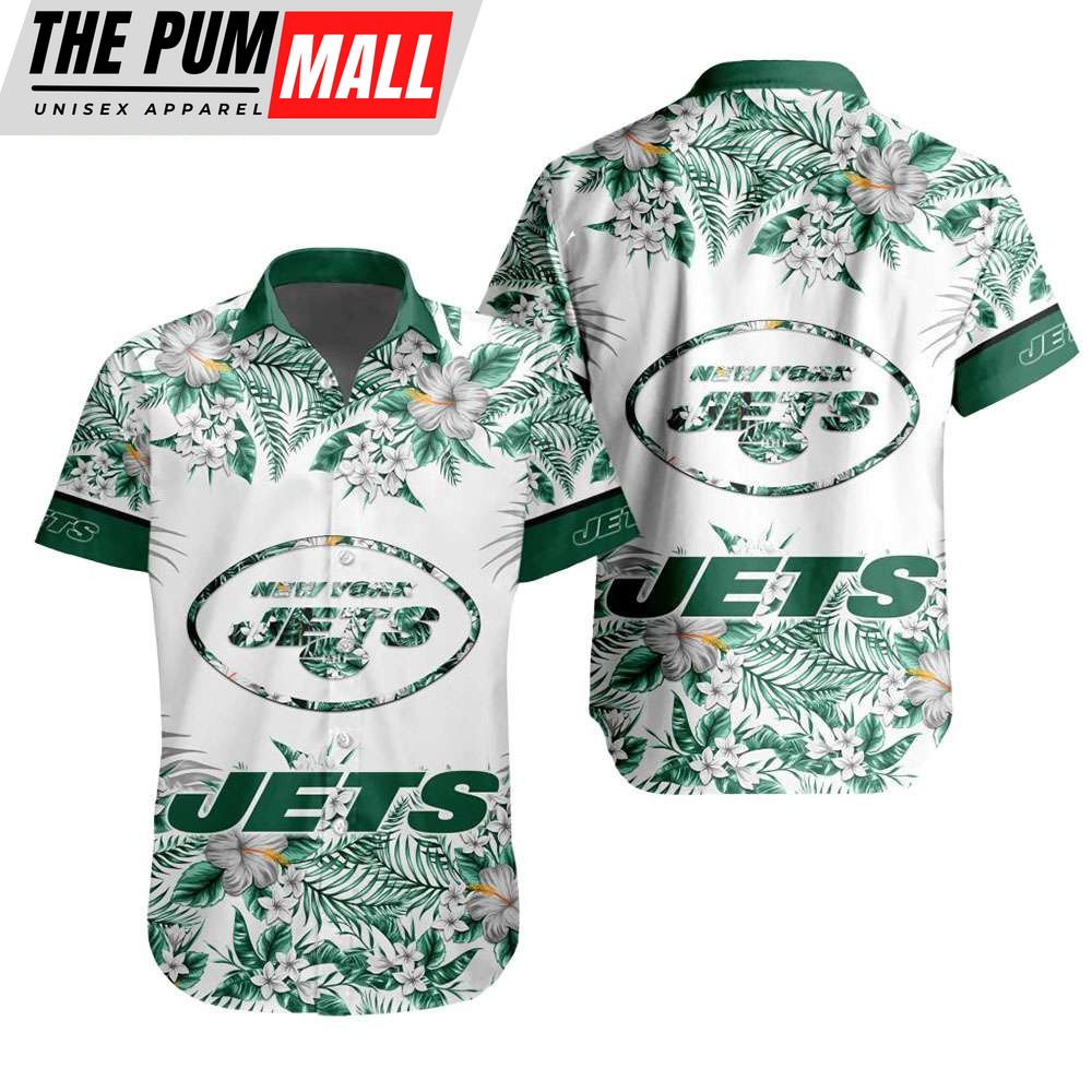 NFL New York Jets Tropical Floral Hibiscus Hawaiian Shirt
