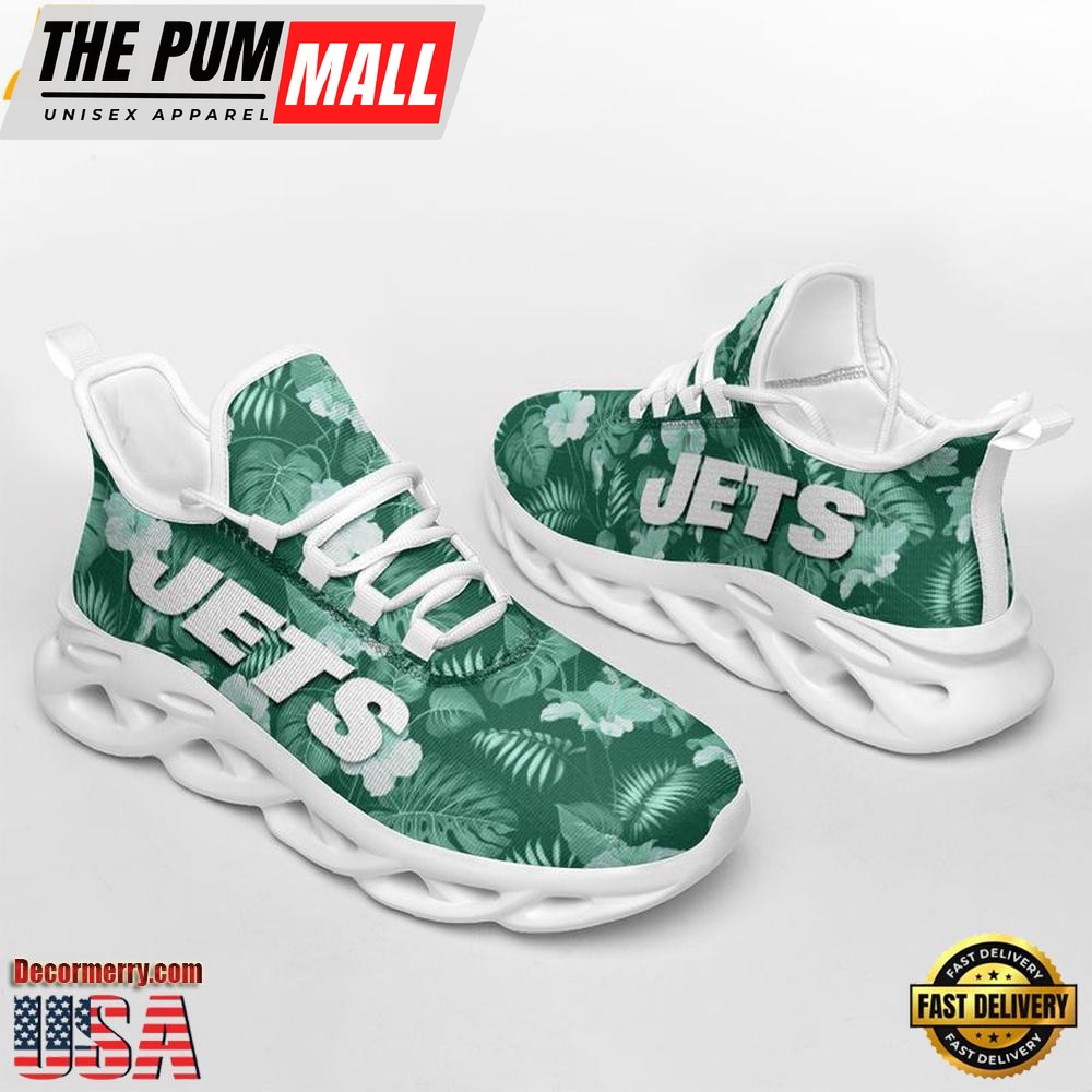 NFL New York Jets Tropical Flowers Max Soul Shoes , Running Sneakers Shoes