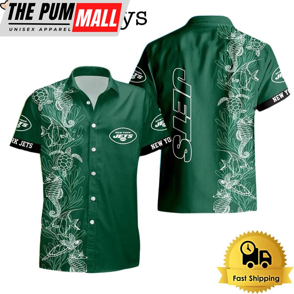 NFL New York Jets Turtle Seaweed Pattern Hawaiian Shirt