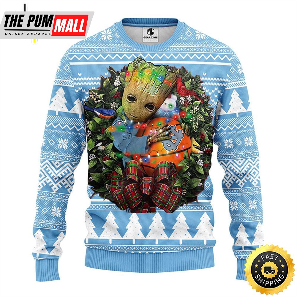 NFL North Carolina Tar Heels Groot Hug Christmas Ugly Sweater