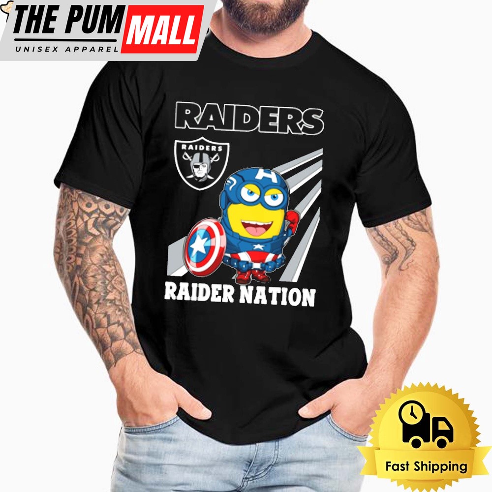 NFL Oakland Raiders Captain America Minion Raider Nation Unisex T-Shirt