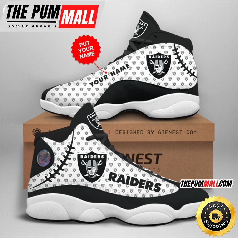 NFL Oakland Raiders Custom Name Air Jd 13 Shoes V3