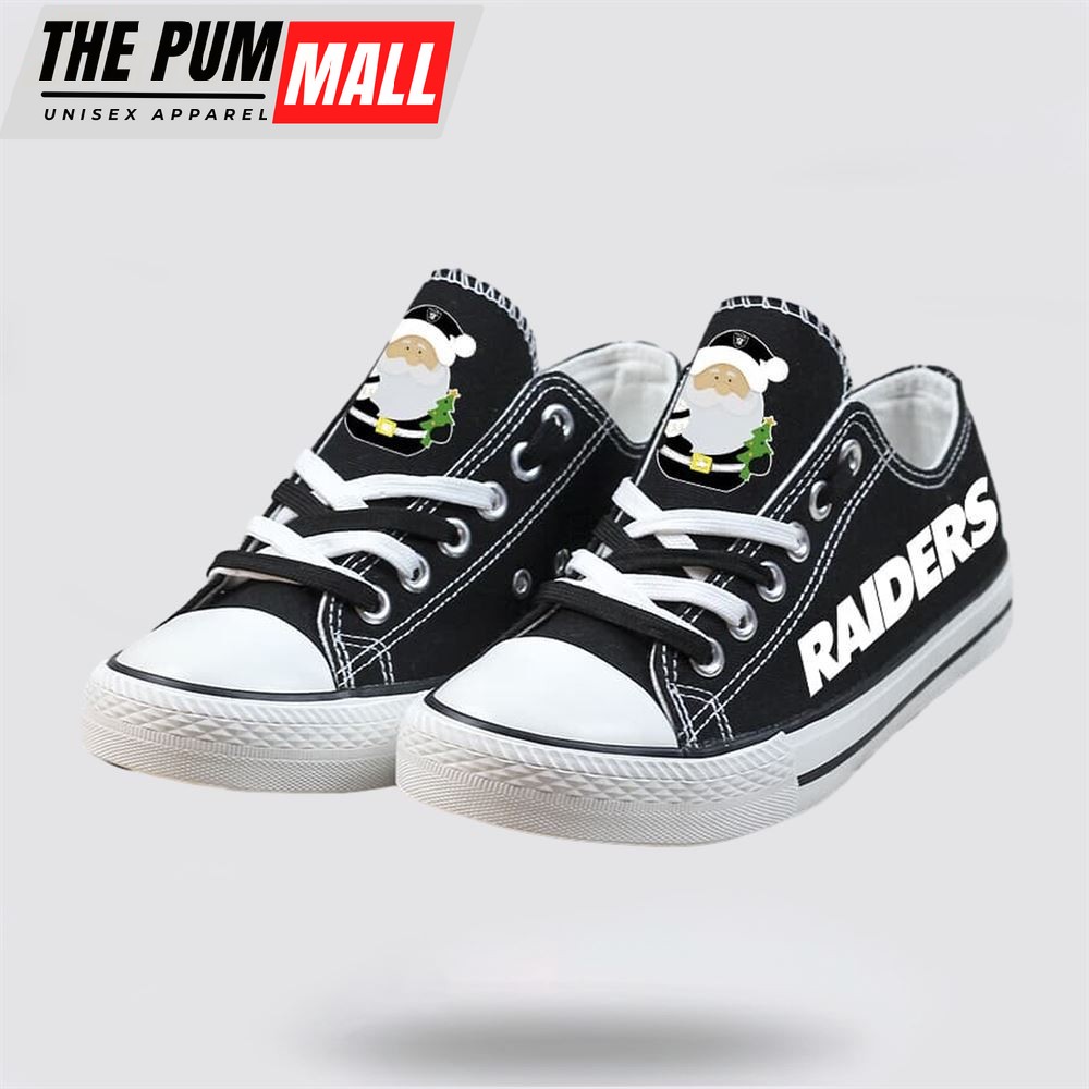 NFL Oakland Raiders Low Top Canvas Print Chrismas Design Shoes Sport Sneakers