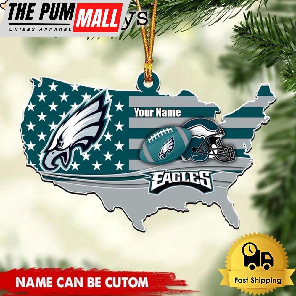 NFL Philadelphia Eagles American Flag Logo Team Custom Christmas Ornament Limited Edition