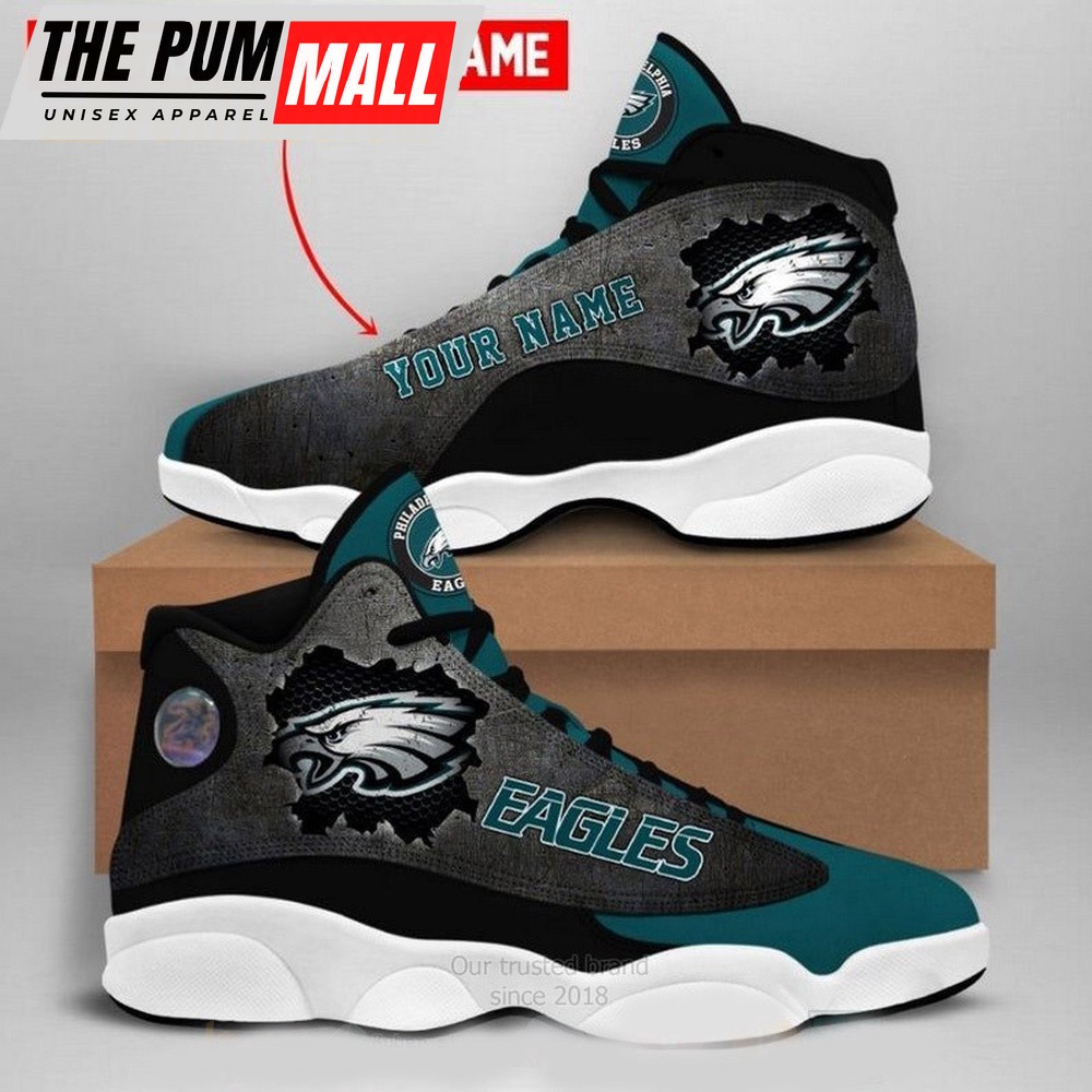 NFL Philadelphia Eagles Big Logo Football Team Custom Name Air Jd 13 Shoes