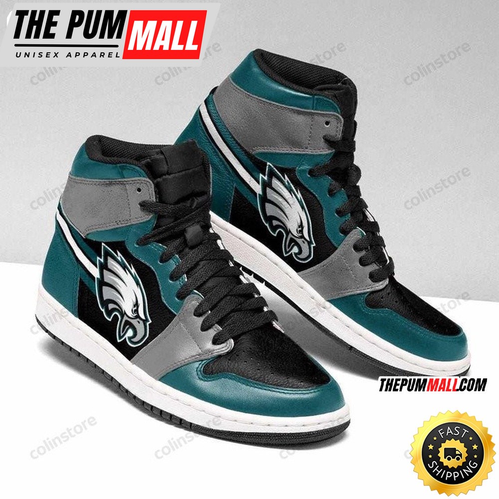 NFL Philadelphia Eagles Black Green Air Jd 1 High Sneakers For Fans