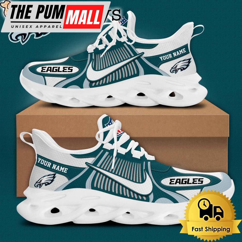 NFL Philadelphia Eagles Blue White Stripes Logo Custom Clunky Max Soul Shoes