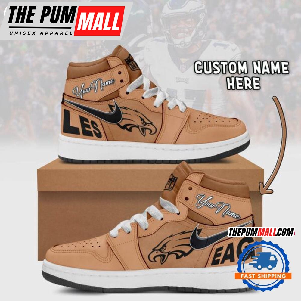 NFL Philadelphia Eagles Brown Air Jd 1 Hightop Shoes