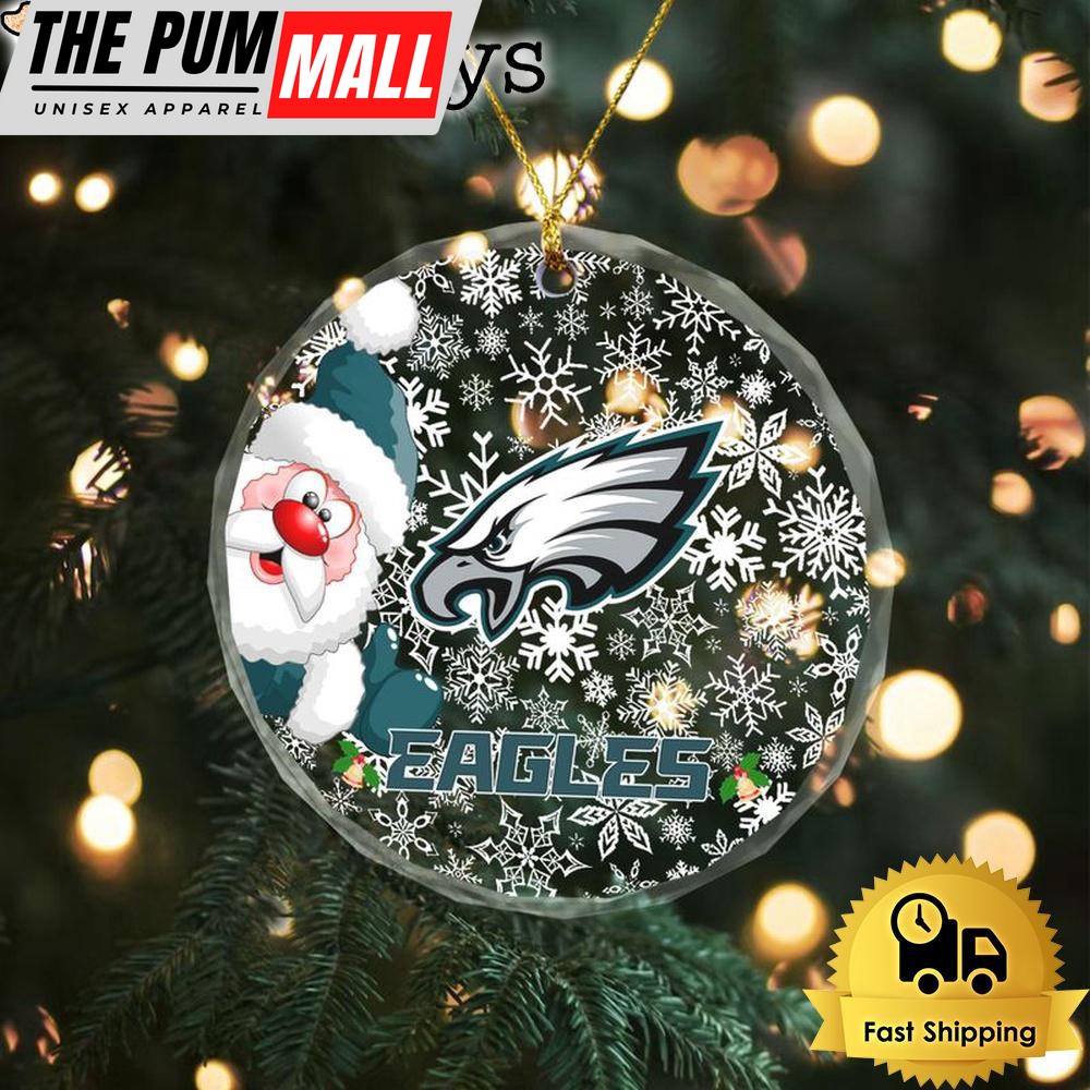 NFL Philadelphia Eagles Christmas Love Snow Crystal Glass Ornament Limited Edition