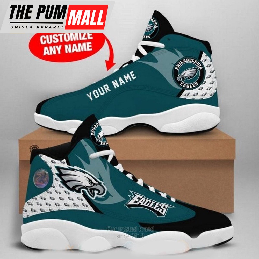 NFL Philadelphia Eagles Custom Name Air Jd 13 Shoes