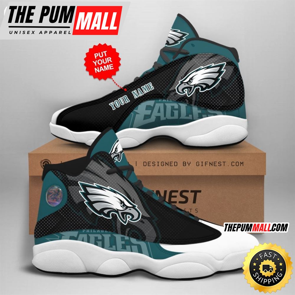 NFL Philadelphia Eagles Custom Name Air Jd 13 Shoes V1