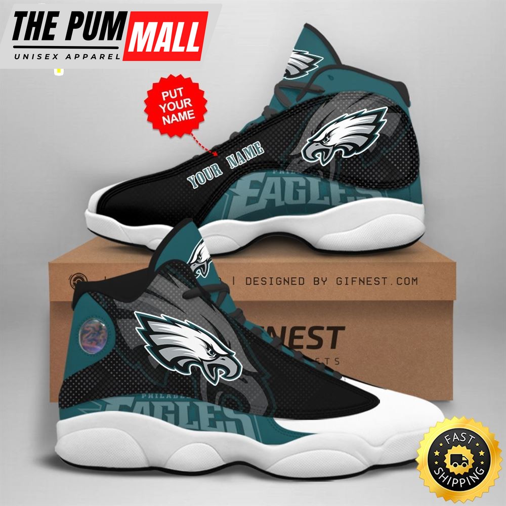 NFL Philadelphia Eagles Custom Name Air Jd 13 Shoes V1
