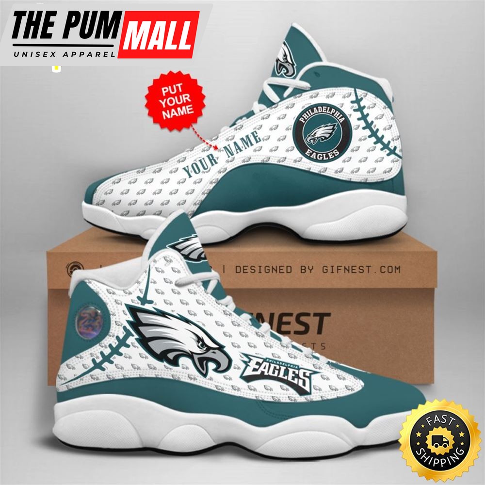 NFL Philadelphia Eagles Custom Name Air Jd 13 Shoes V3