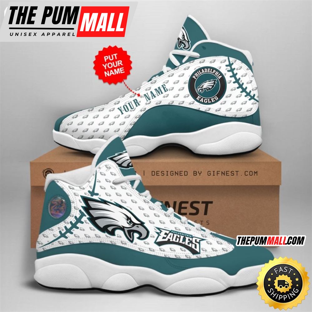 NFL Philadelphia Eagles Custom Name Air Jd 13 Shoes V3