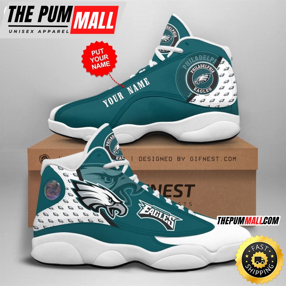 NFL Philadelphia Eagles Custom Name Air Jd 13 Shoes V4