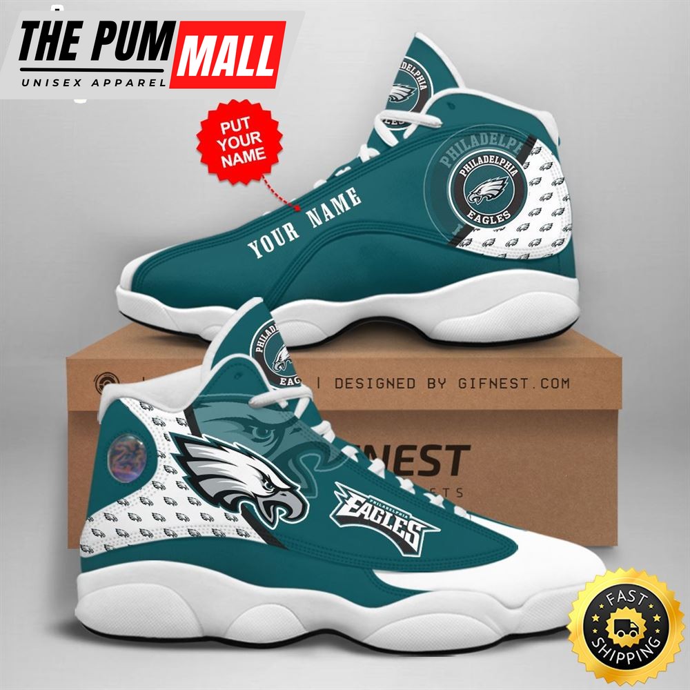 NFL Philadelphia Eagles Custom Name Air Jd 13 Shoes V4
