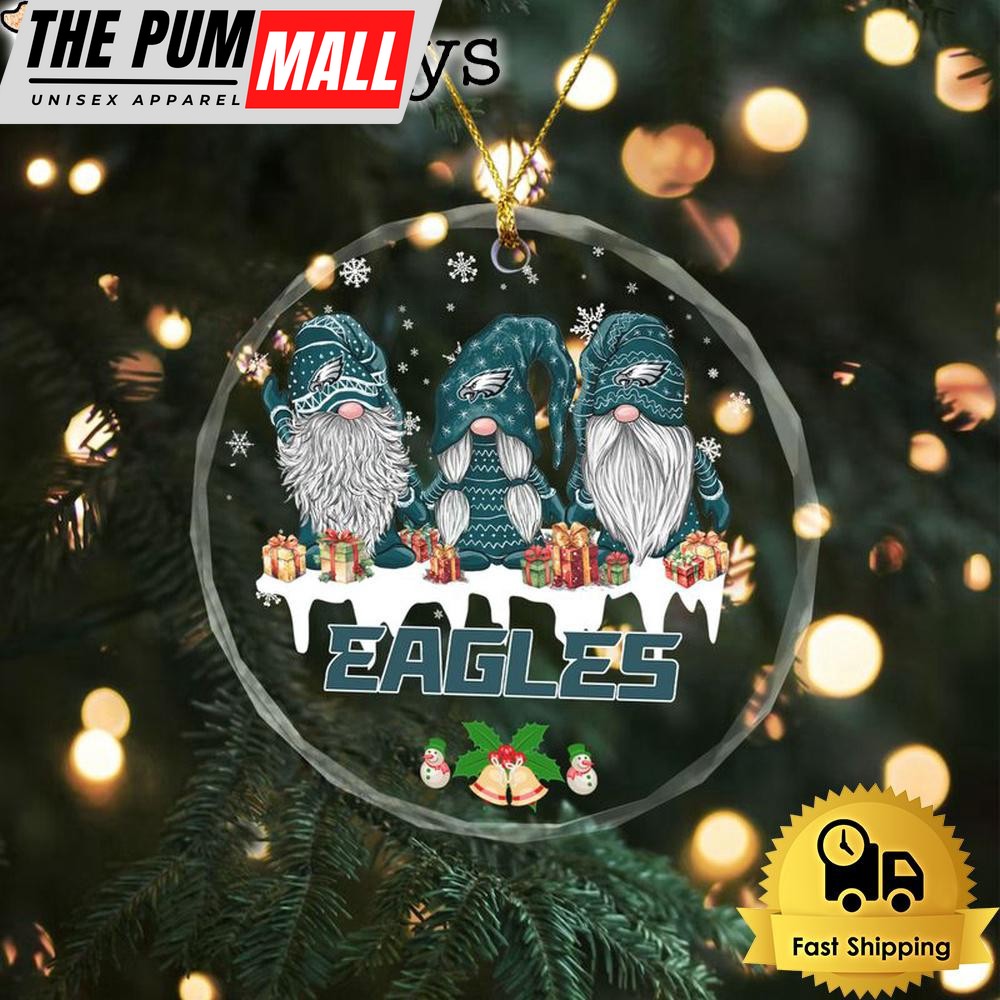 NFL Philadelphia Eagles Cute Dwarfs Christmas Crystal Glass Ornament Limited Edition