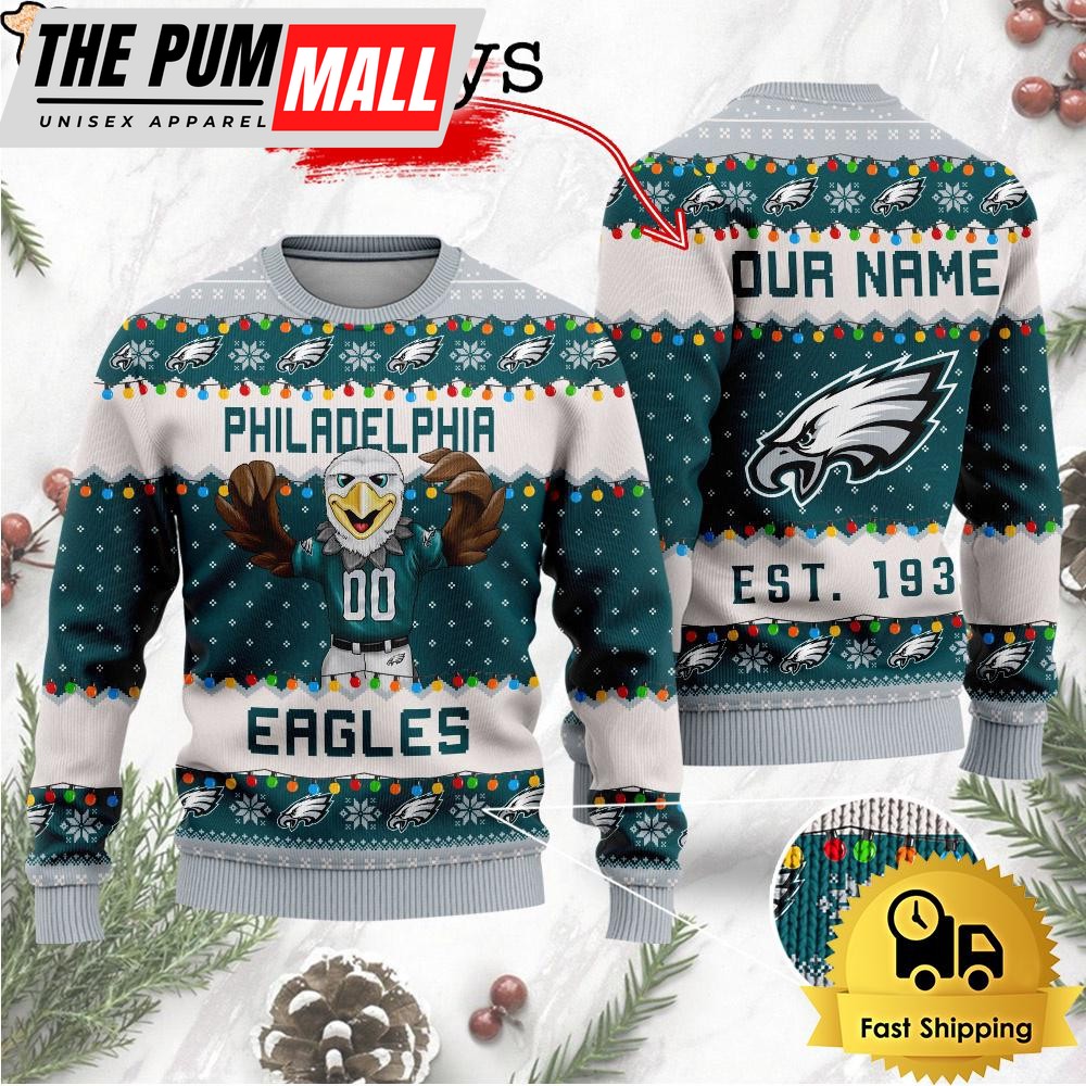 NFL Philadelphia Eagles Cute Mascot Custom Ugly Christmas Sweater