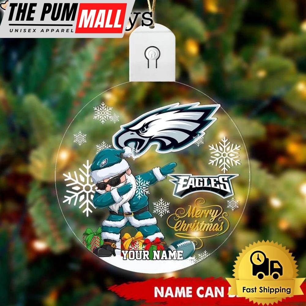 NFL Philadelphia Eagles Dabbing Santa Custom Circle Led Acrylic Ornament Limited Edition