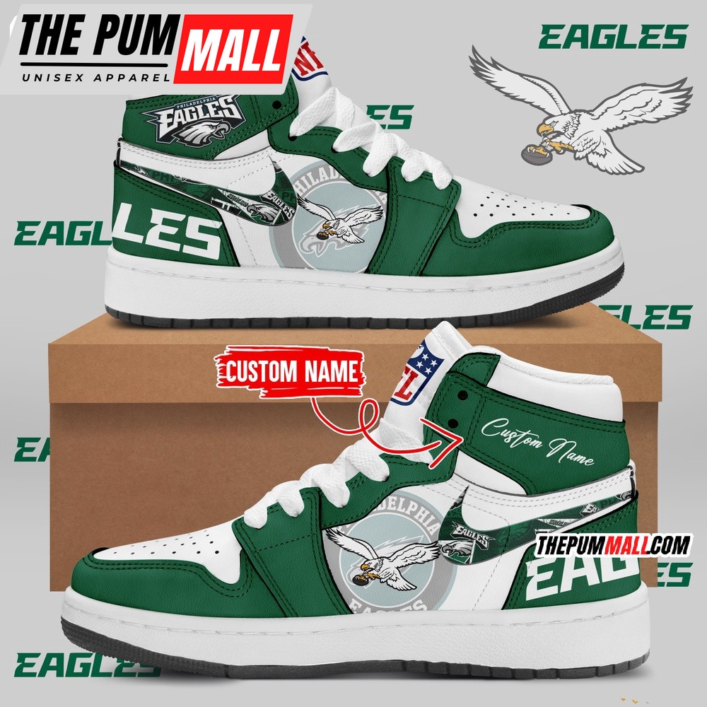 NFL Philadelphia Eagles FLy Eagles FLy Air Jd 1 Hightop Shoes