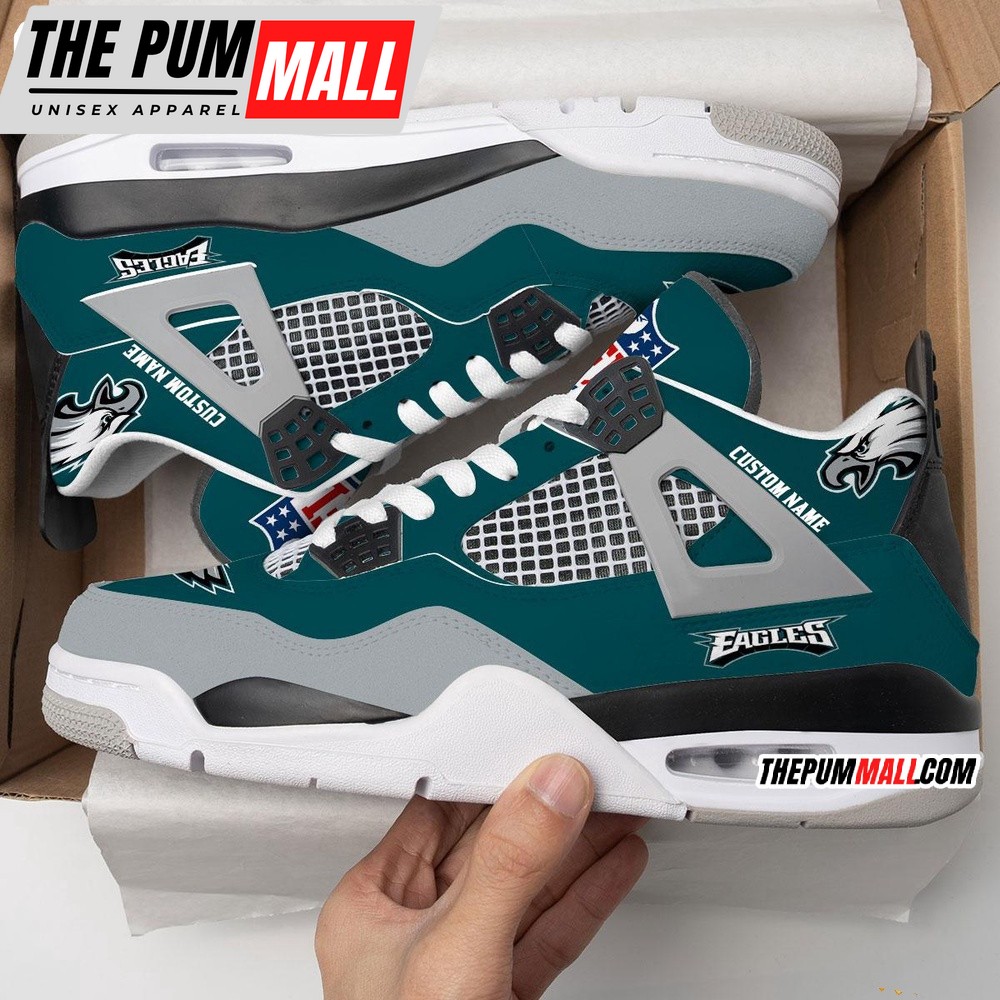 NFL Philadelphia Eagles Football Team Air Jd 4 Shoes, Personalized AJ4 Sneaker