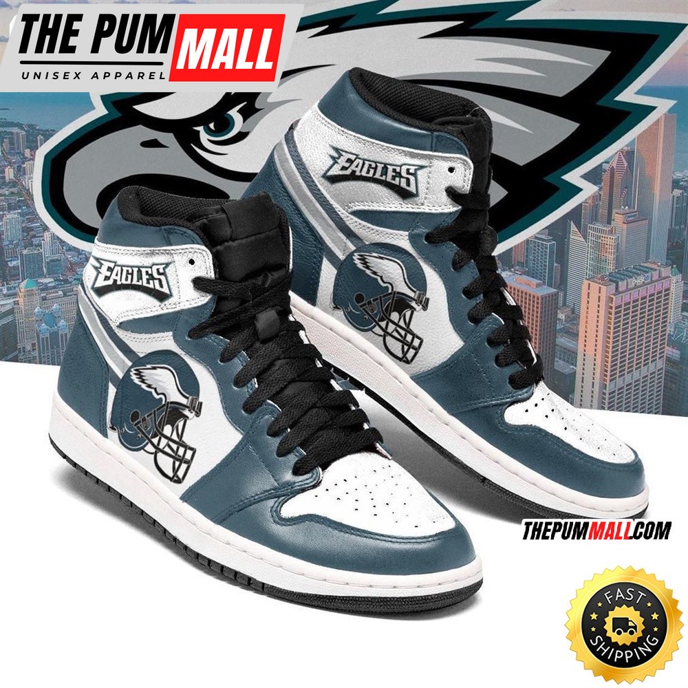 NFL Philadelphia Eagles Green White Helmet Air Jd 1 High Sneakers