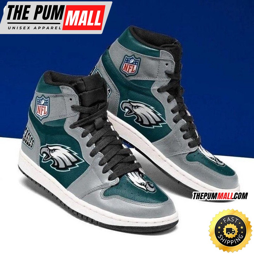 NFL Philadelphia Eagles Grey Green Air Jd 1 High Sneakers