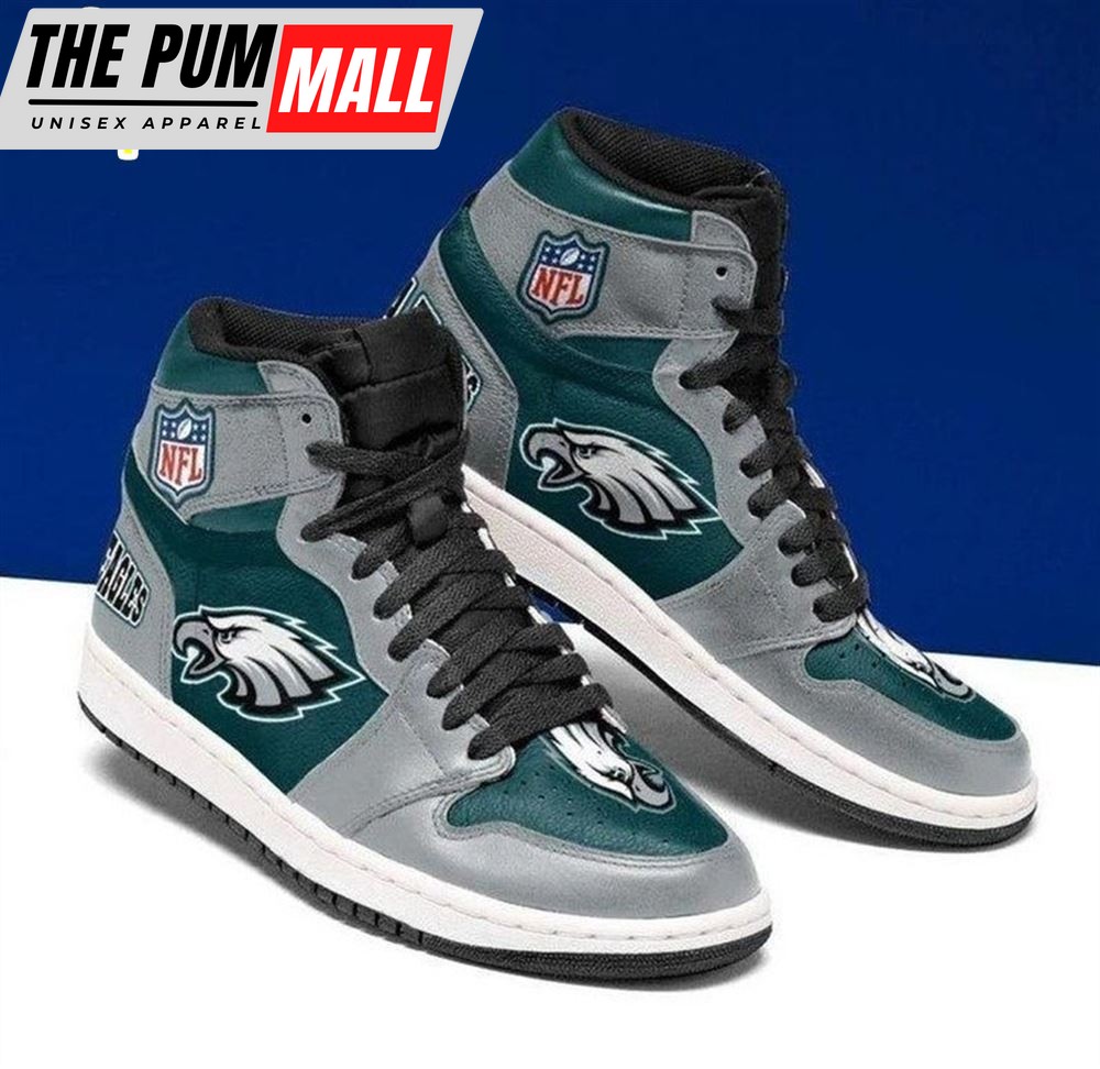NFL Philadelphia Eagles Grey Green Air Jd 1 High Sneakers