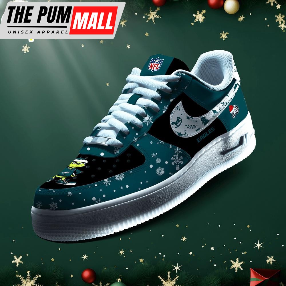 NFL Philadelphia Eagles Grinch Merry Christmas Sport Air Force 1 Shoes