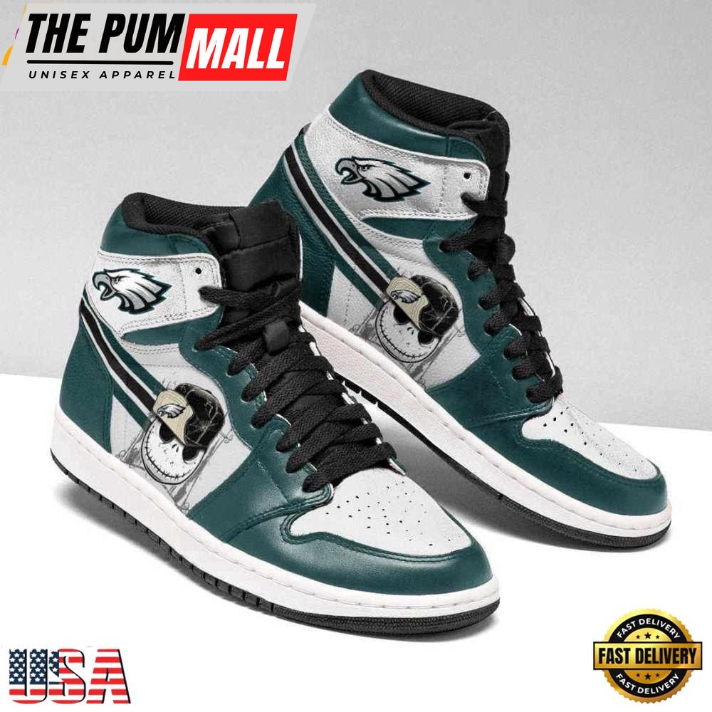 NFL Philadelphia Eagles Jack Skellington Air Jd 1 High Sneakers For Men
