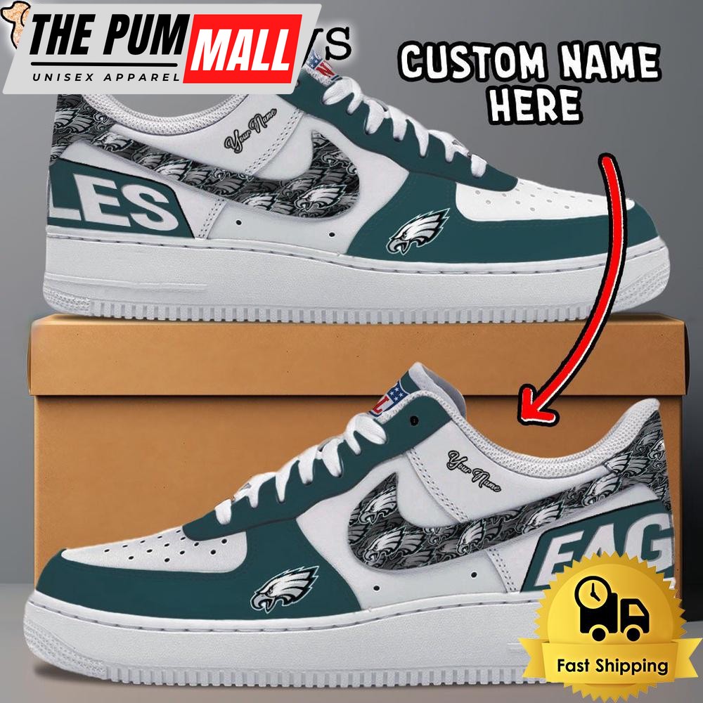 NFL Philadelphia Eagles Logo Team Design Custom Air Force 1 Shoes