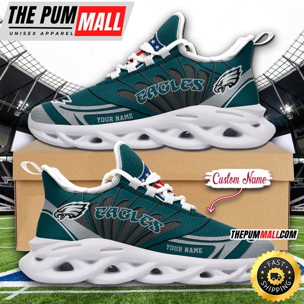 NFL Philadelphia Eagles Max Soul Shoes Custom Name Football Shoes Sports