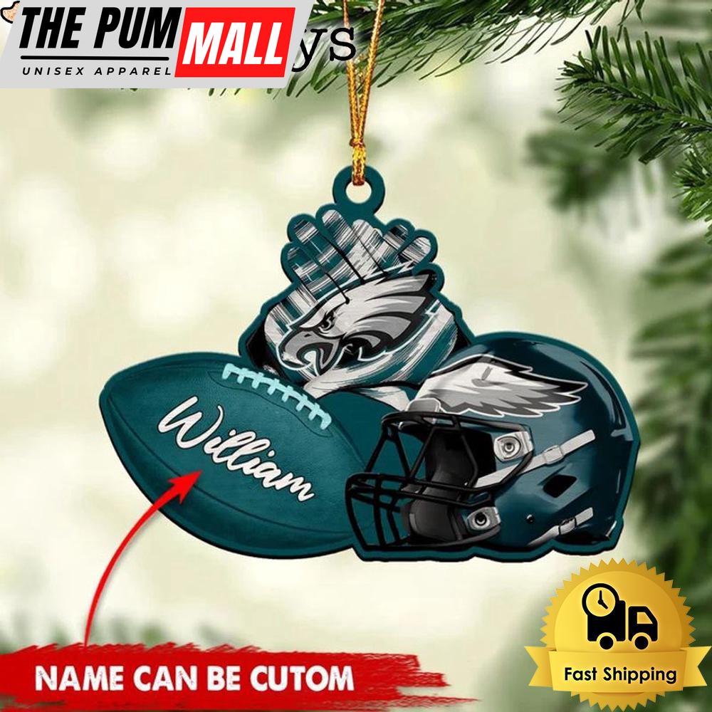 NFL Philadelphia Eagles Rugby And Helmet Custom Christmas Ornament Limited Edition
